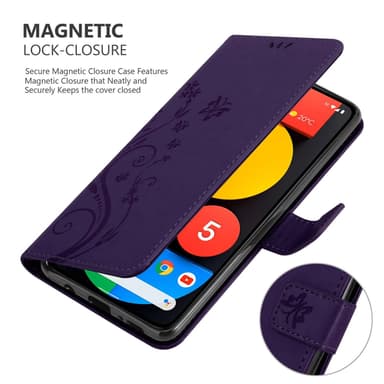 Google PIXEL 5 Suojakuori Lompakkokotelo (Violetti)