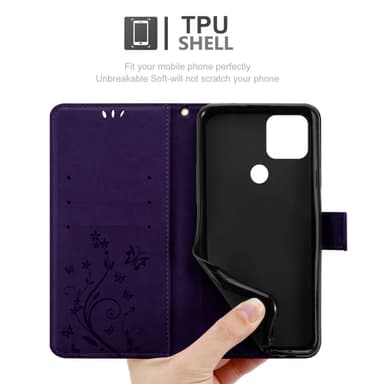 Google PIXEL 5 Suojakuori Lompakkokotelo (Violetti)