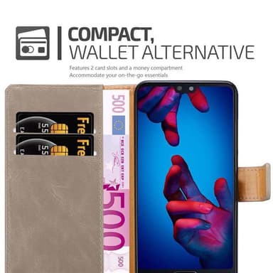 Huawei P20 Suojakuori Lompakkokotelo (Ruskea)