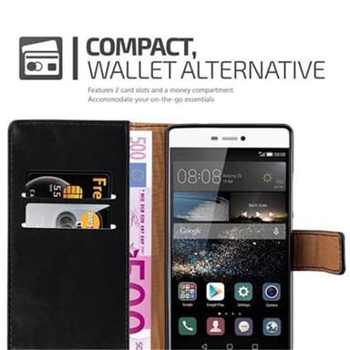 Huawei P8 Suojakuori Lompakkokotelo (Musta)
