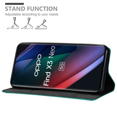 Oppo FIND X3 NEO Suojakuori Lompakkokotelo (Turkoosi)