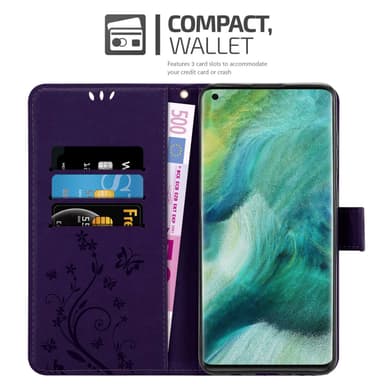 Oppo FIND X2 Suojakuori Lompakkokotelo (Violetti)