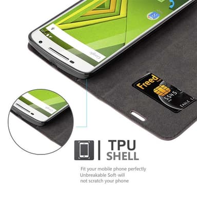 Motorola MOTO X PLAY Suojakuori Lompakkokotelo (Ruskea)
