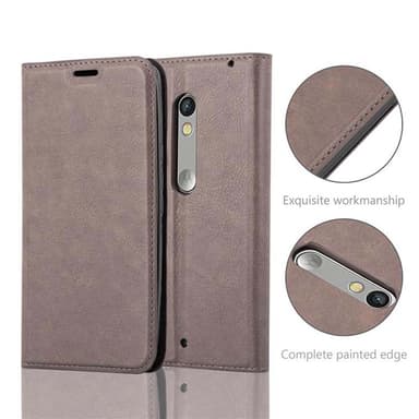 Motorola MOTO X PLAY Suojakuori Lompakkokotelo (Ruskea)