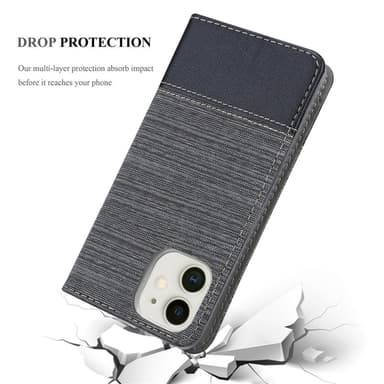 iPhone 12 MINI Suojakuori Lompakkokotelo (harmaa)