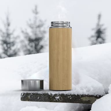 Termospullo Teekannu Kahvipannu Muki bambusta 350ml
