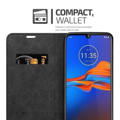 Motorola MOTO E6 PLUS Suojakuori Lompakkokotelo (Musta)