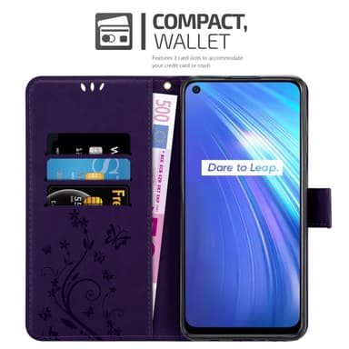 Realme 6 4G / 6s Suojakuori Lompakkokotelo (Violetti)