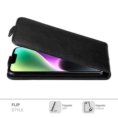 iPhone 14 PLUS Suojakuori Lompakkokotelo (Musta)