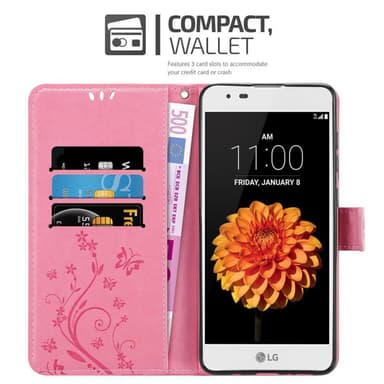 LG K7 2016 Suojakuori Lompakkokotelo (Vaaleanpunainen)