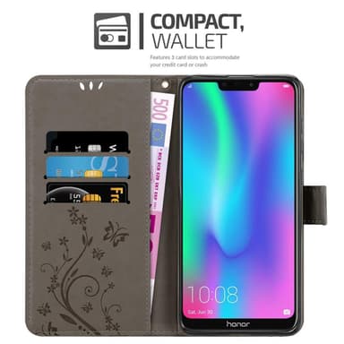 Honor 8C Suojakuori Lompakkokotelo (harmaa)