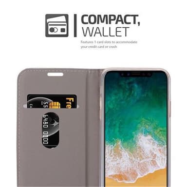 iPhone X / XS Suojakuori Lompakkokotelo (harmaa)