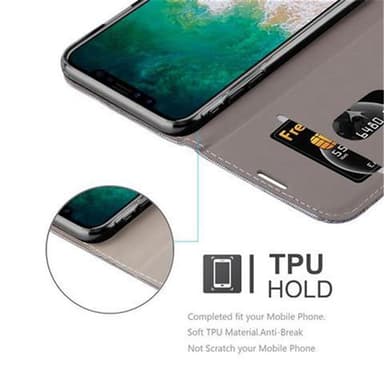 iPhone X / XS Suojakuori Lompakkokotelo (harmaa)