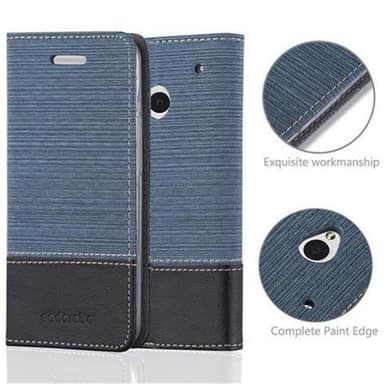 HTC ONE M7 Suojakuori Lompakkokotelo (Sininen)