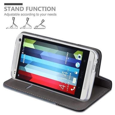 HTC ONE M7 Suojakuori Lompakkokotelo (Sininen)