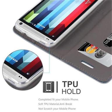 HTC ONE M7 Suojakuori Lompakkokotelo (Sininen)