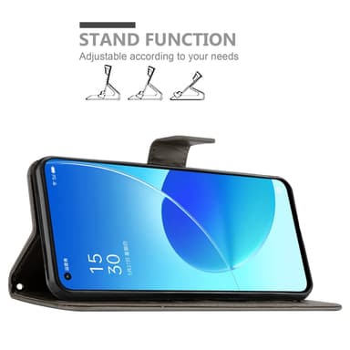 Oppo Reno6 5G Suojakuori Lompakkokotelo (harmaa)