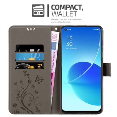 Oppo Reno6 5G Suojakuori Lompakkokotelo (harmaa)