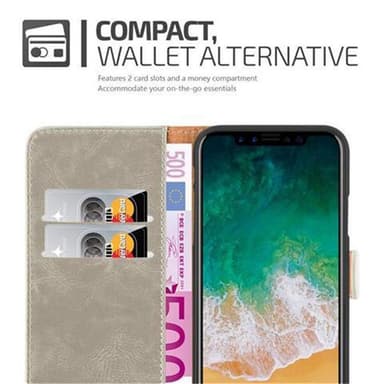 iPhone X / XS Suojakuori Lompakkokotelo (Ruskea)