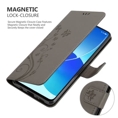 Oppo Reno6 5G Suojakuori Lompakkokotelo (harmaa)