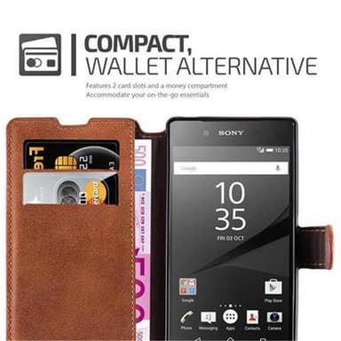 Sony Xperia Z5 Suojakuori Lompakkokotelo (Ruskea)