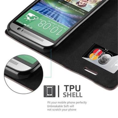 HTC ONE M8 Suojakuori Lompakkokotelo (Ruskea)