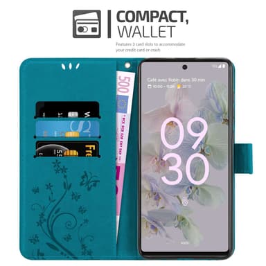 Google PIXEL 6A Suojakuori Lompakkokotelo (Sininen)