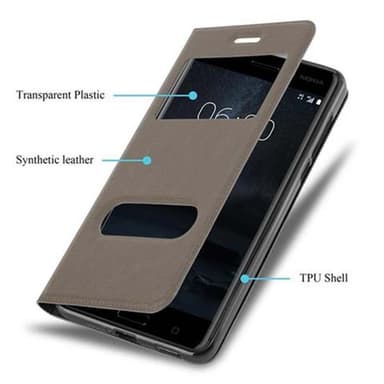 Lompakkokotelo Nokia 6 2017 Case (Ruskea)