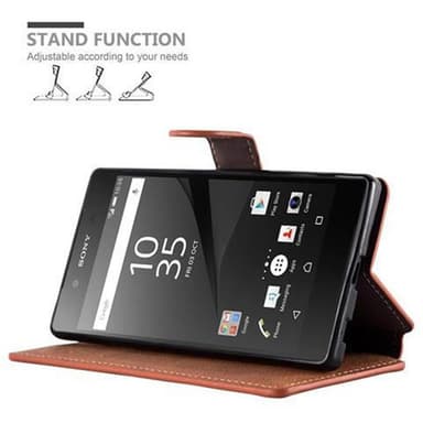 Sony Xperia Z5 Suojakuori Lompakkokotelo (Ruskea)