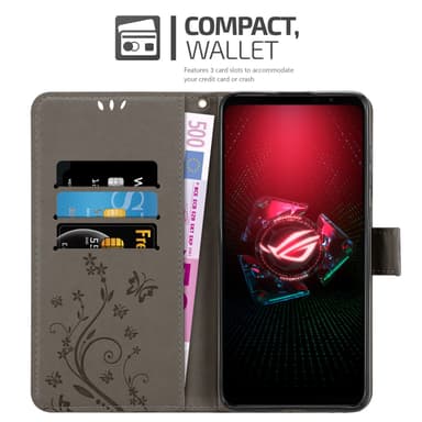 Asus ROG Phone 5 Suojakuori Lompakkokotelo (harmaa)