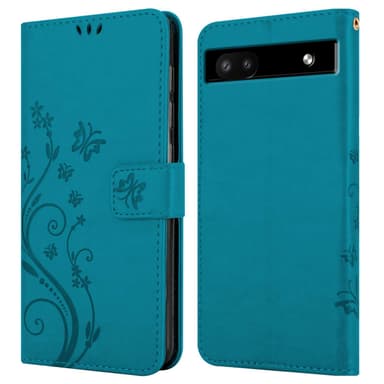 Google PIXEL 6A Suojakuori Lompakkokotelo (Sininen)