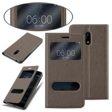Lompakkokotelo Nokia 6 2017 Case (Ruskea)