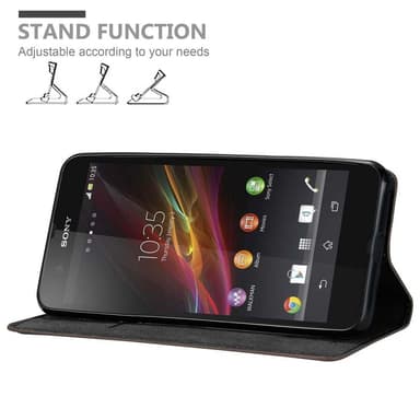 Sony Xperia Z Suojakuori Lompakkokotelo (Ruskea)