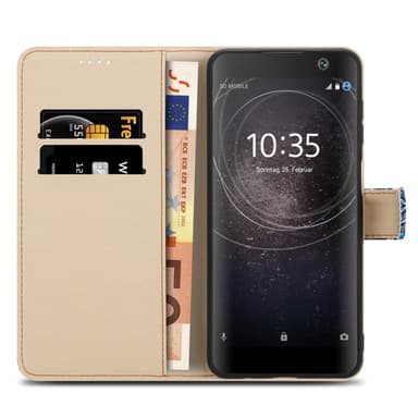 Sony Xperia XA2 Suojakuori Lompakkokotelo (Sininen)