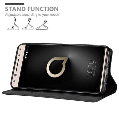 Alcatel 5 Suojakuori Lompakkokotelo (Musta)