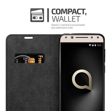 Alcatel 5 Suojakuori Lompakkokotelo (Musta)