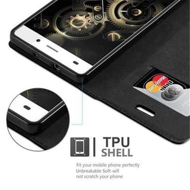 Huawei P8 LITE 2015 Suojakuori Lompakkokotelo (Musta)