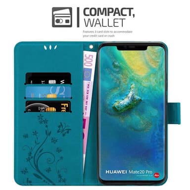 Huawei MATE 20 PRO Suojakuori Lompakkokotelo (Sininen)