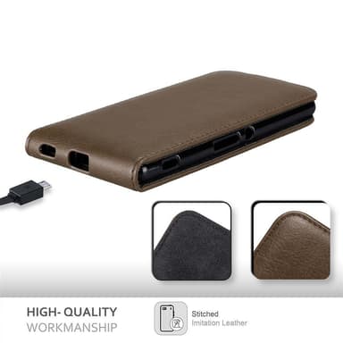 Sony Xperia M5 Suojakuori Lompakkokotelo (Ruskea)