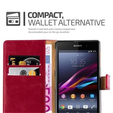 Sony Xperia Z1 Suojakuori Lompakkokotelo (Punainen)