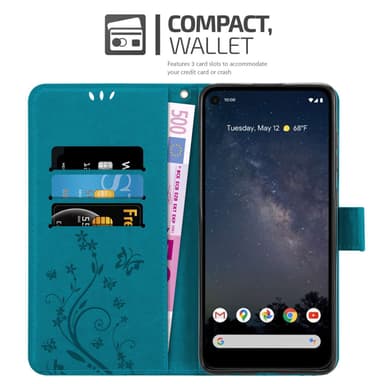Google PIXEL 4A 5G Suojakuori Lompakkokotelo (Sininen)