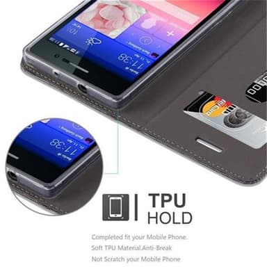 Huawei ASCEND P7 Suojakuori Lompakkokotelo (harmaa)