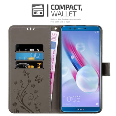 Honor 9 LITE Suojakuori Lompakkokotelo (harmaa)