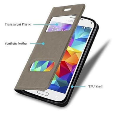 Lompakkokotelo Samsung Galaxy S5 / S5 NEO Case (Ruskea)