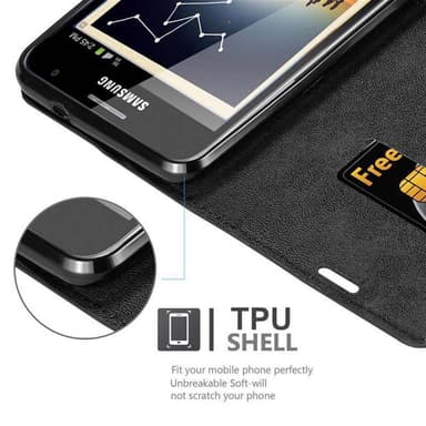 Samsung Galaxy NOTE 1 Suojakuori Lompakkokotelo (Musta)