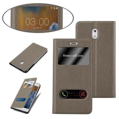 Lompakkokotelo Nokia 3 2017 Case (Ruskea)