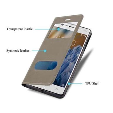 Lompakkokotelo Nokia 3 2017 Case (Ruskea)