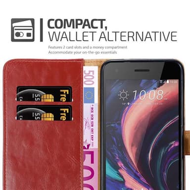 HTC Desire 10 PRO Suojakuori Lompakkokotelo (Punainen)