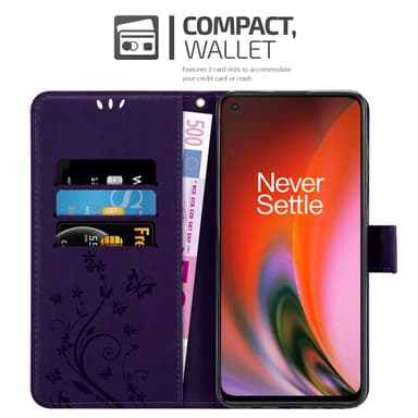OnePlus Nord 2 5G Suojakuori Lompakkokotelo (Violetti)