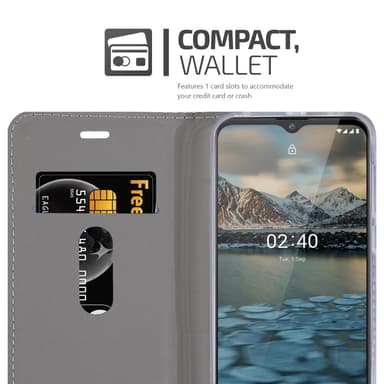 Nokia 2.4 Suojakuori Lompakkokotelo (harmaa)